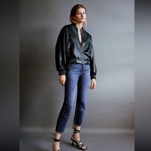 Zara women’s faux leather bomber jacket